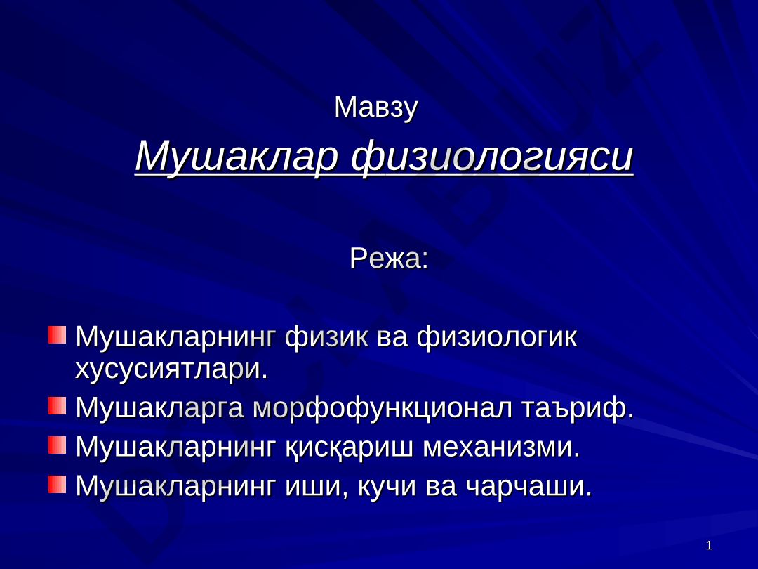 Мышцы физиологияси