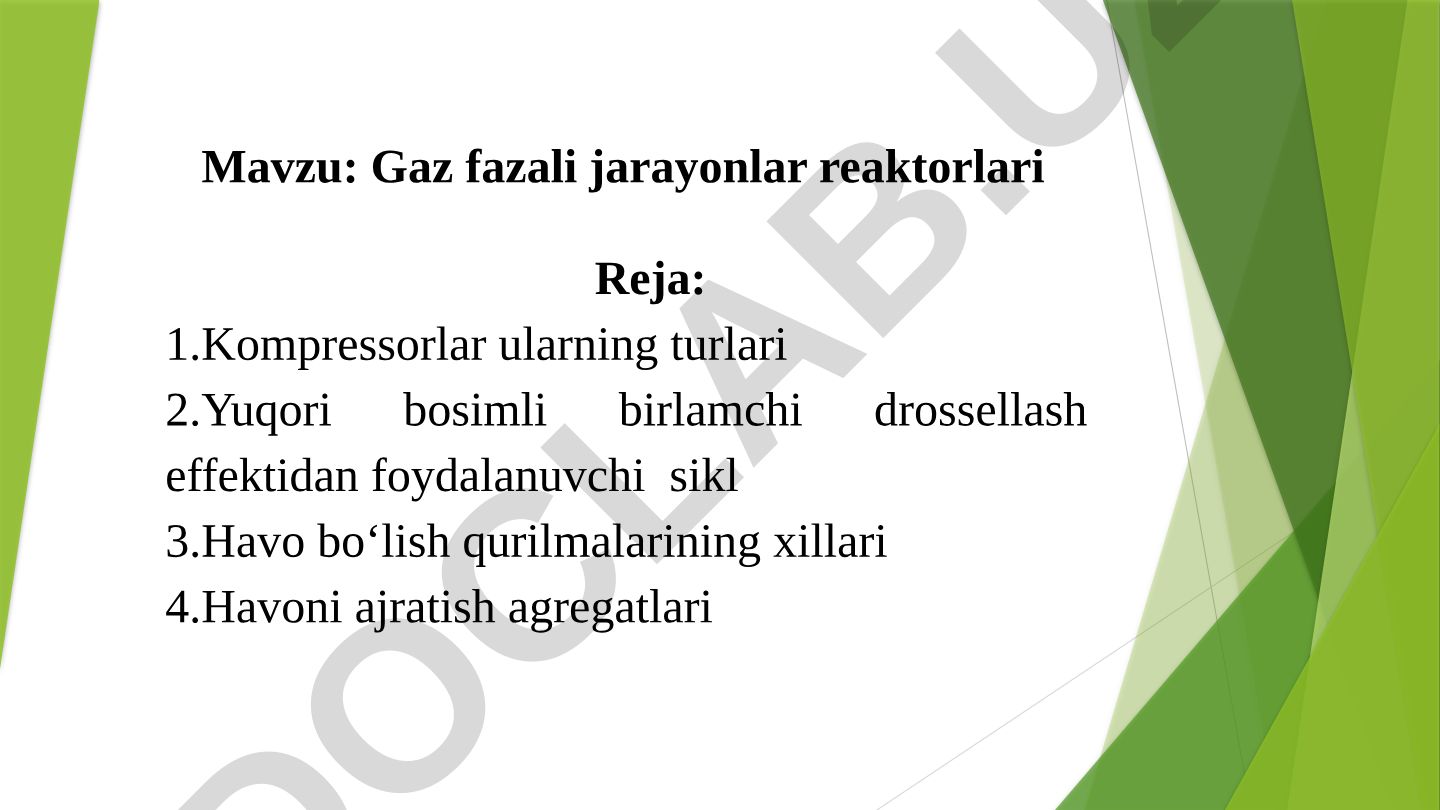 Gaz fazali jarayonlar reaktorlari
