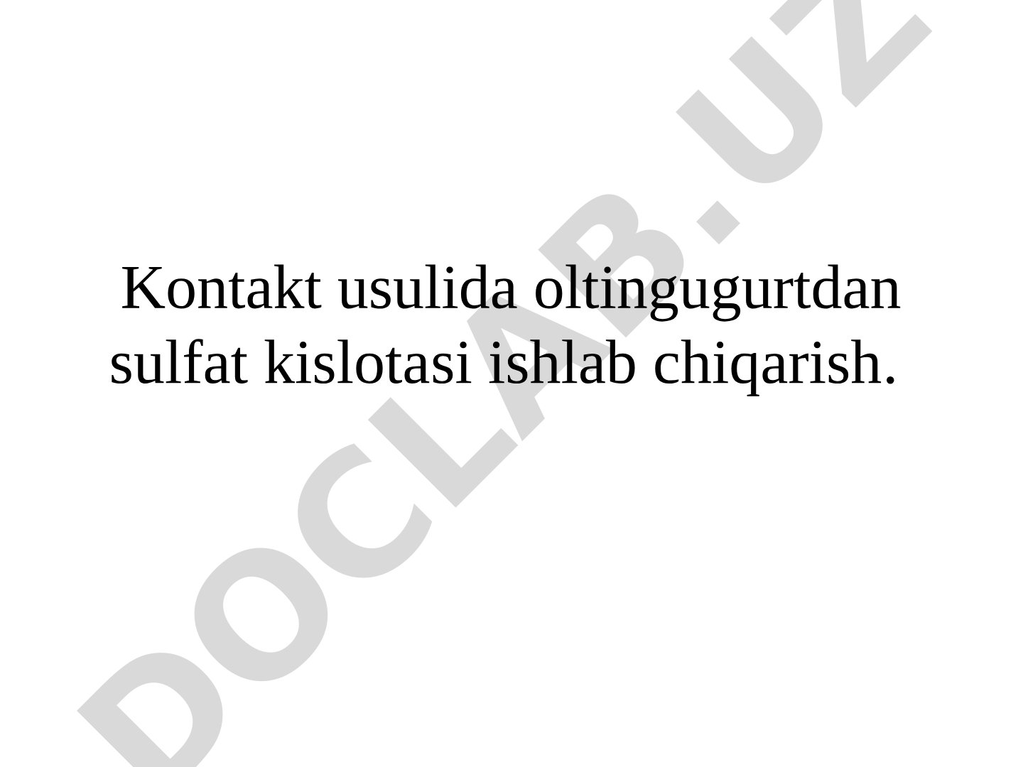 Sulfat kislotasi ishlab chiqarish taqdimoti