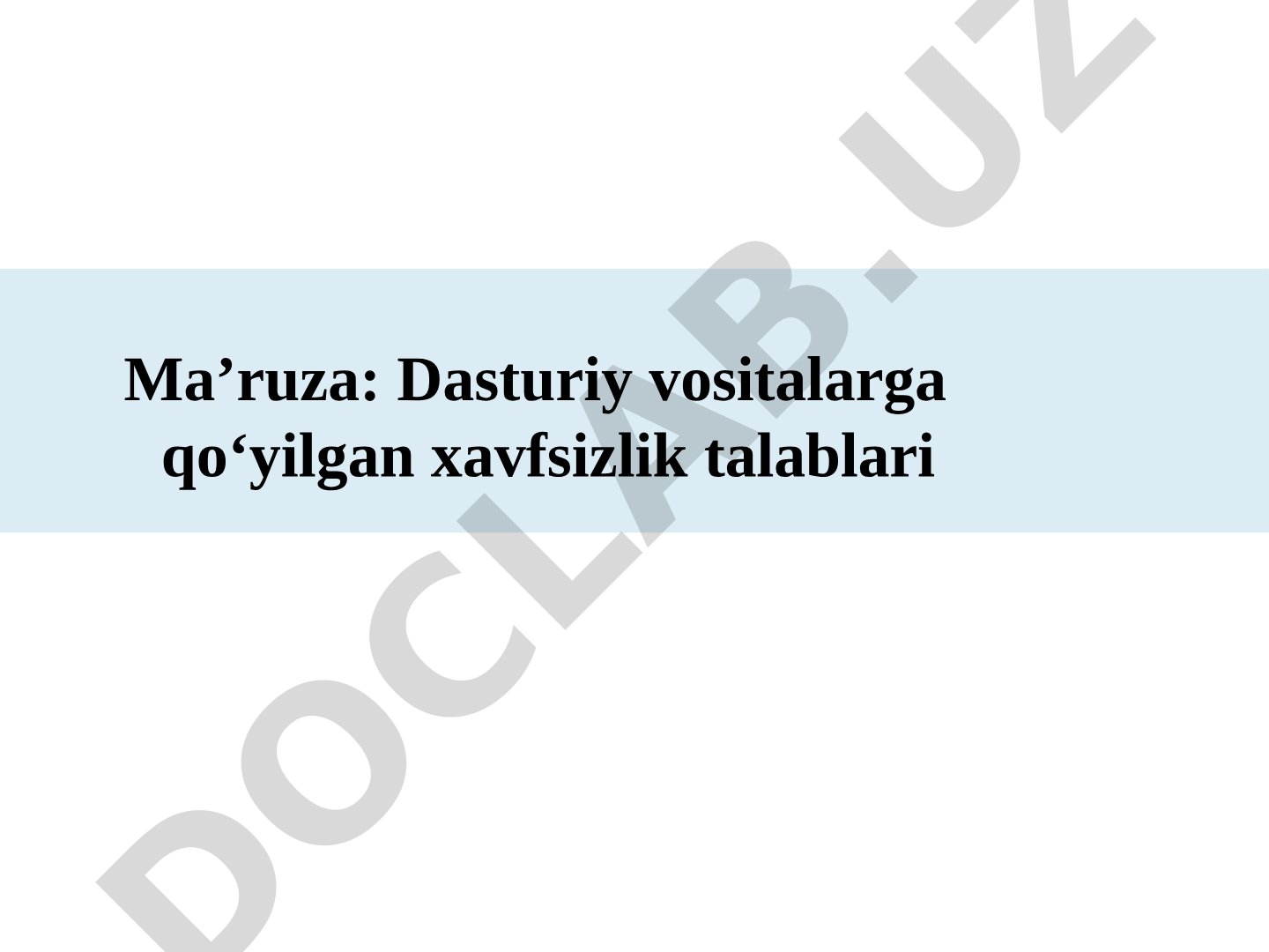 Dasturiy vositalar xavfsizligi taqdimoti