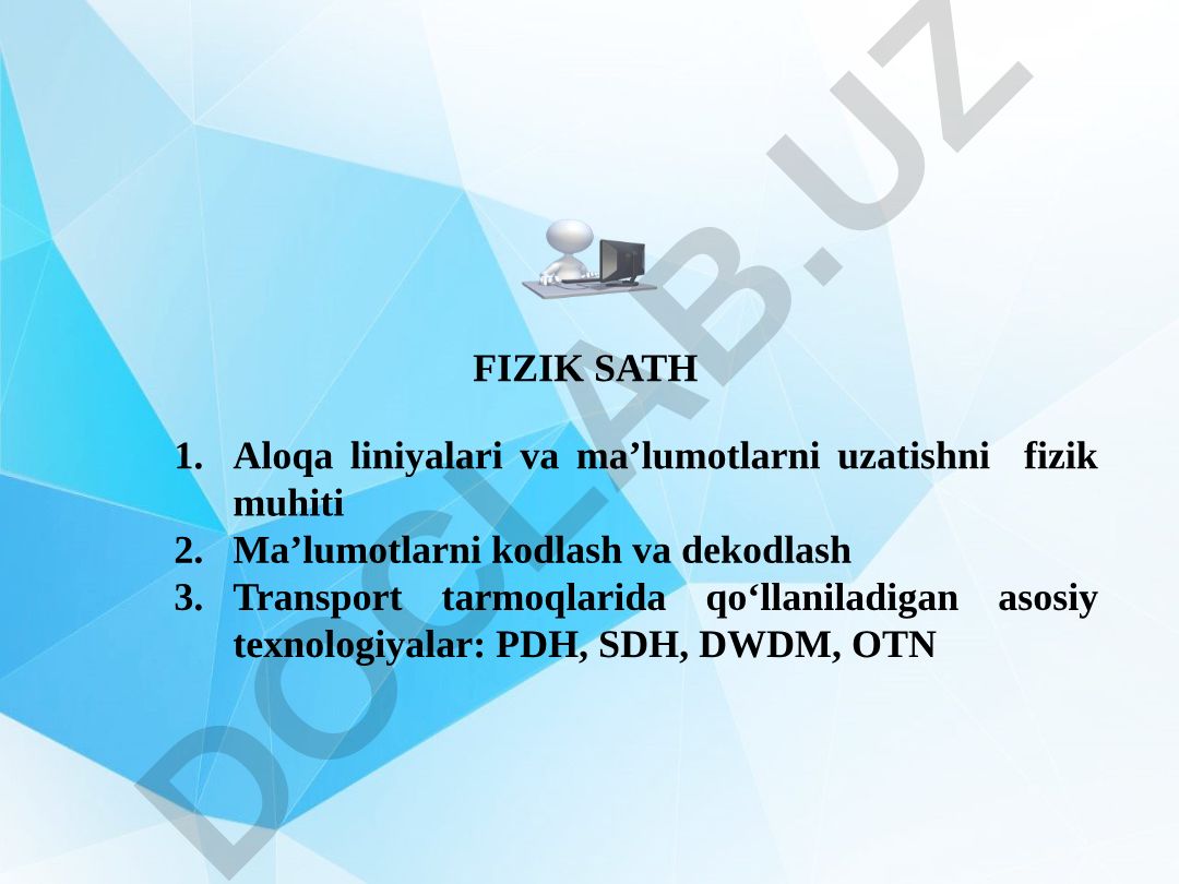 Aloqa liniyalari va ma'lumotlarni uzatishning fizik muhiti