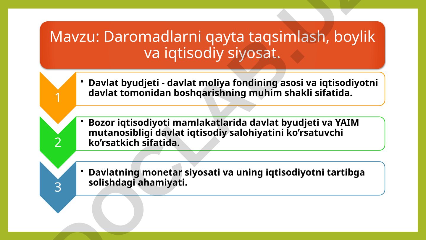 Daromadlarni qayta taqsimlash, boylik va iqtisodiy siyosat