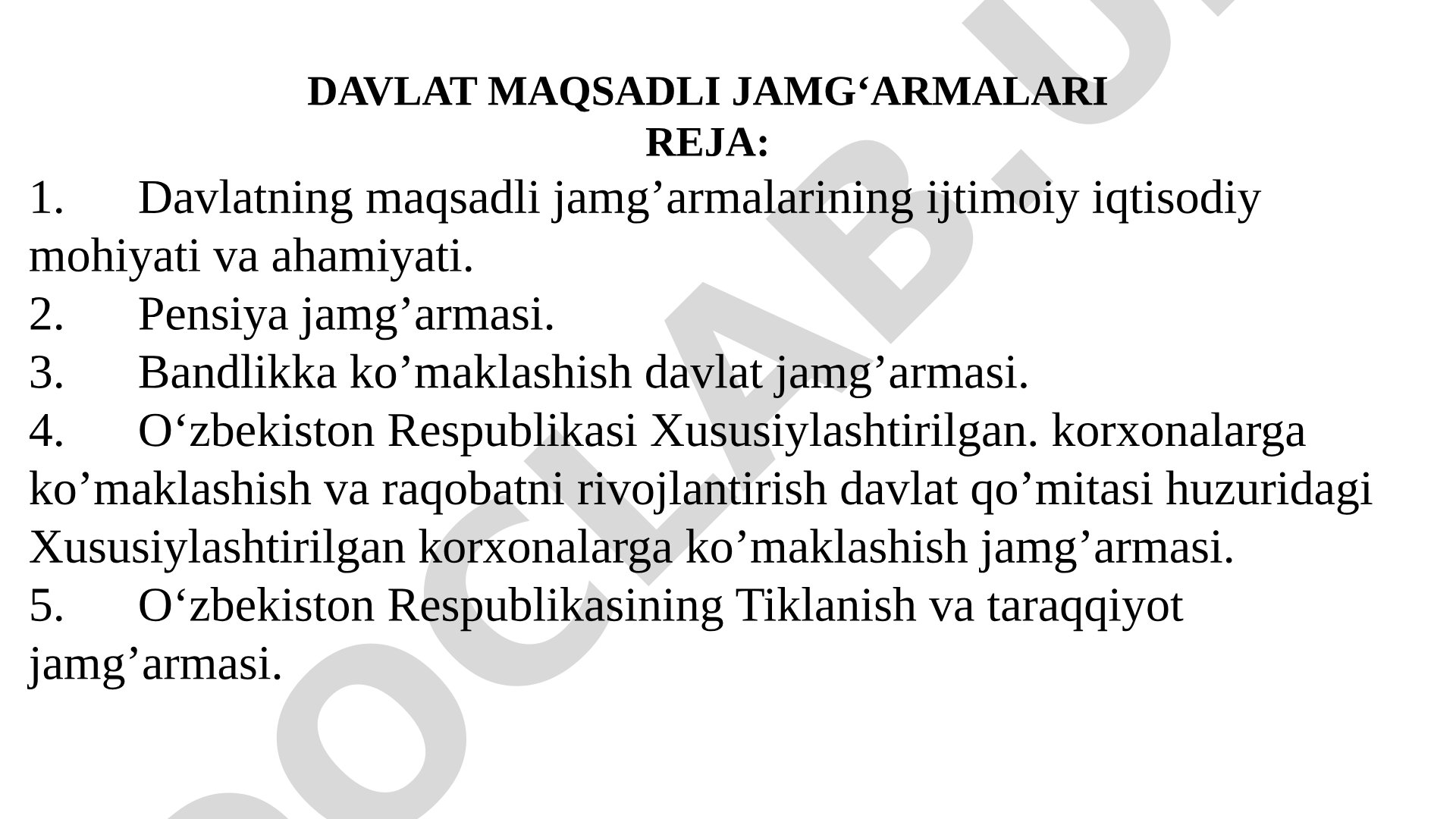 Davlat jamg'armalari taqdimoti