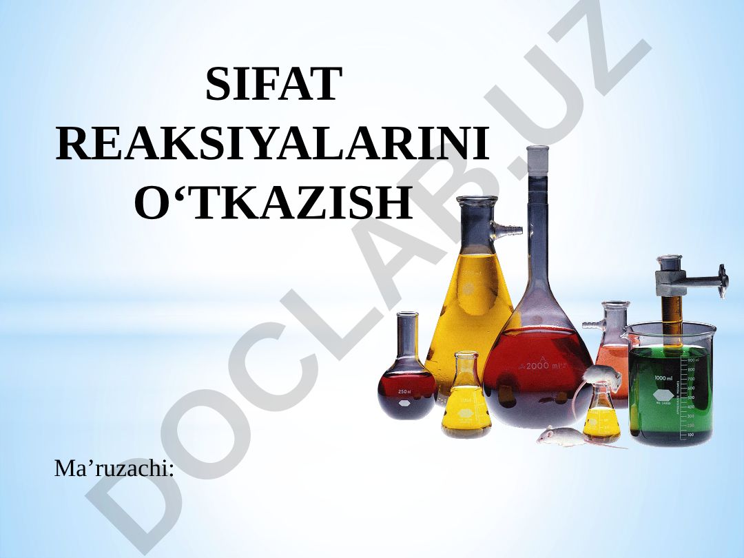 Sifat reaksiyalarini o'tkazish va kationlarni aniqlash