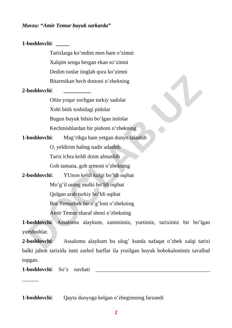 Amir Temur buyuk sarkarda