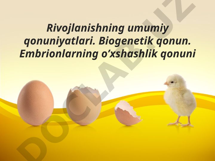 Rivojlanishning umumiy qonuniyatlari va biogenetik qonun