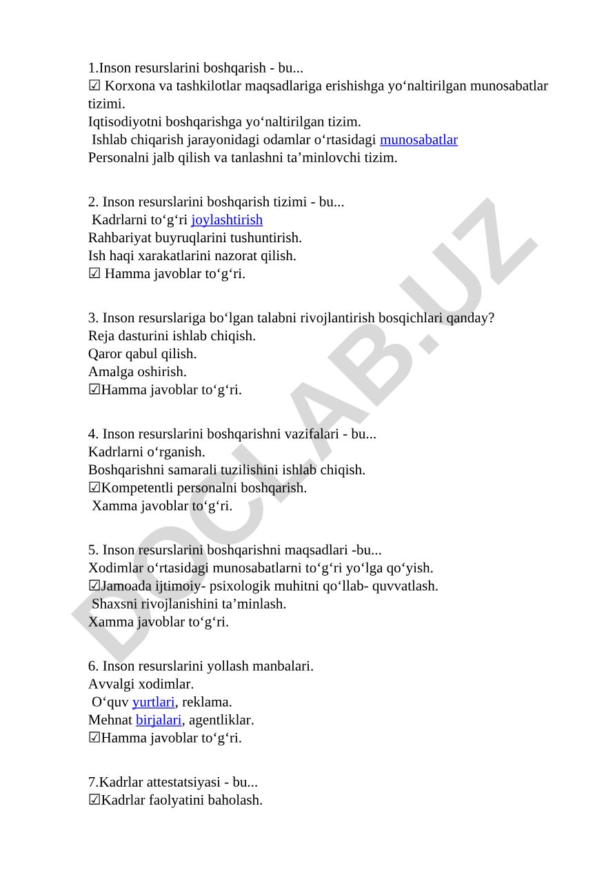 Inson resurslarini boshqarish