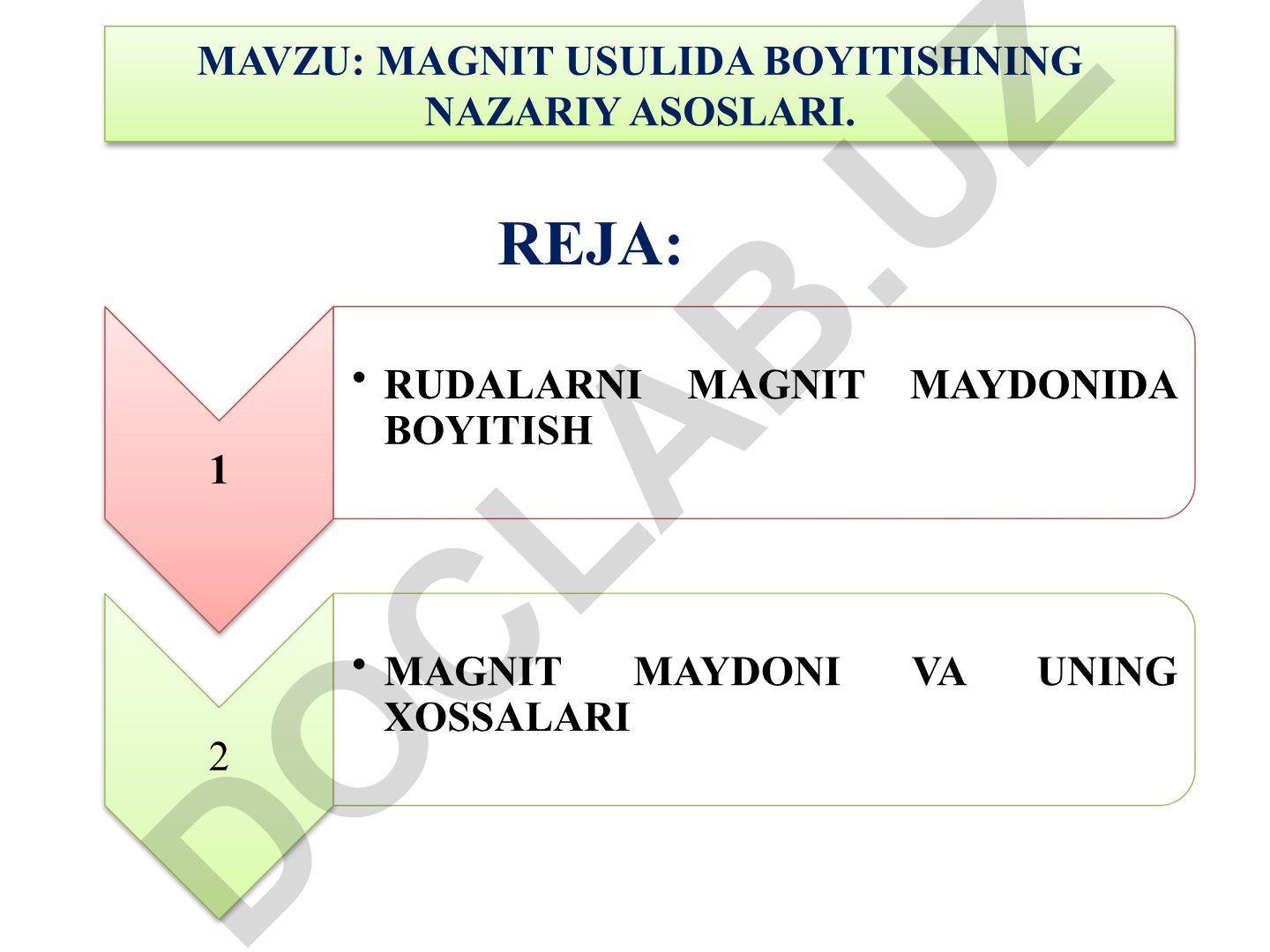 Magnit usulida boyitishning nazariy asoslari