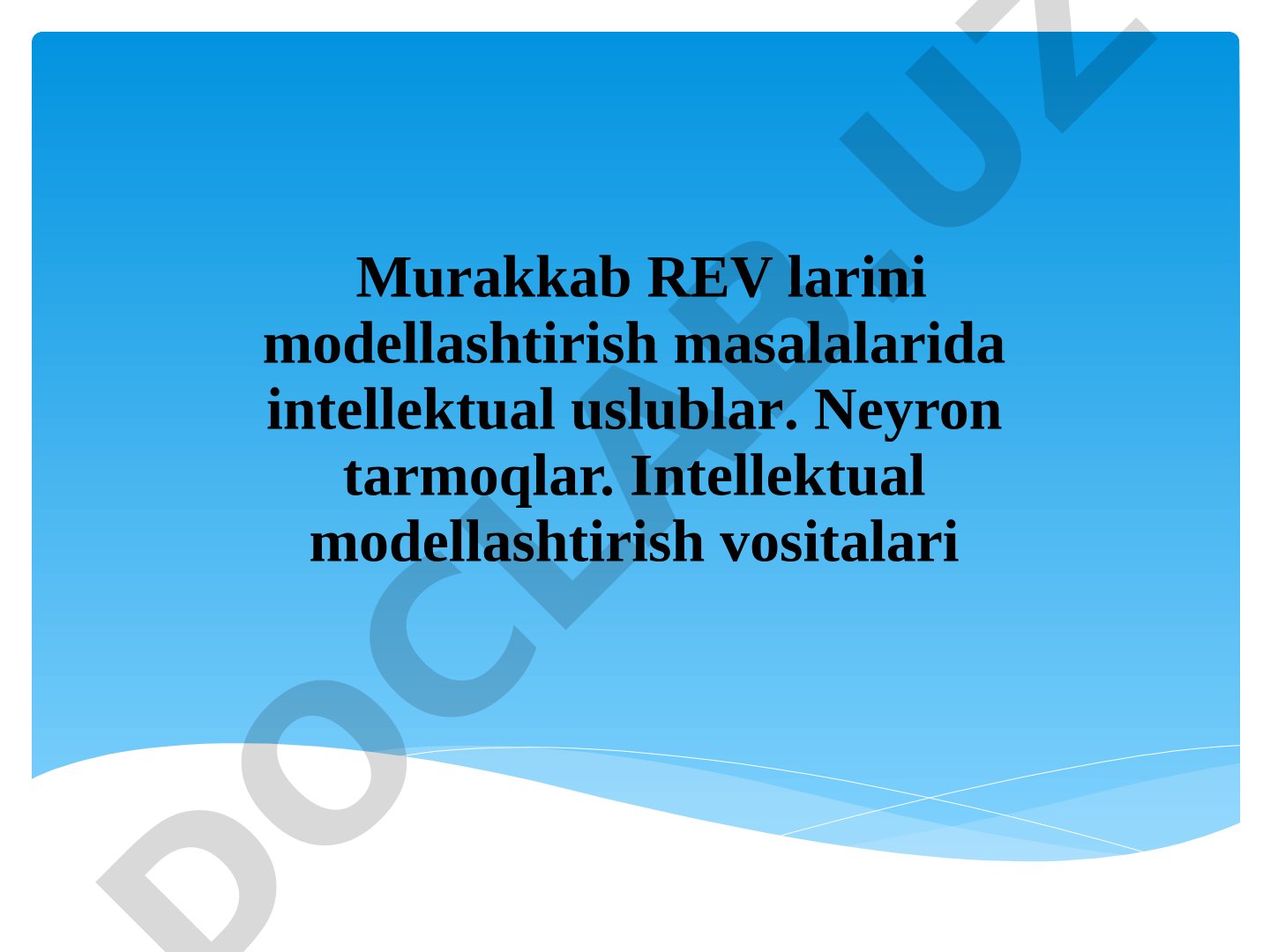 Murakkab radioelektron vositalarni modellashtirishda intellektual usullar