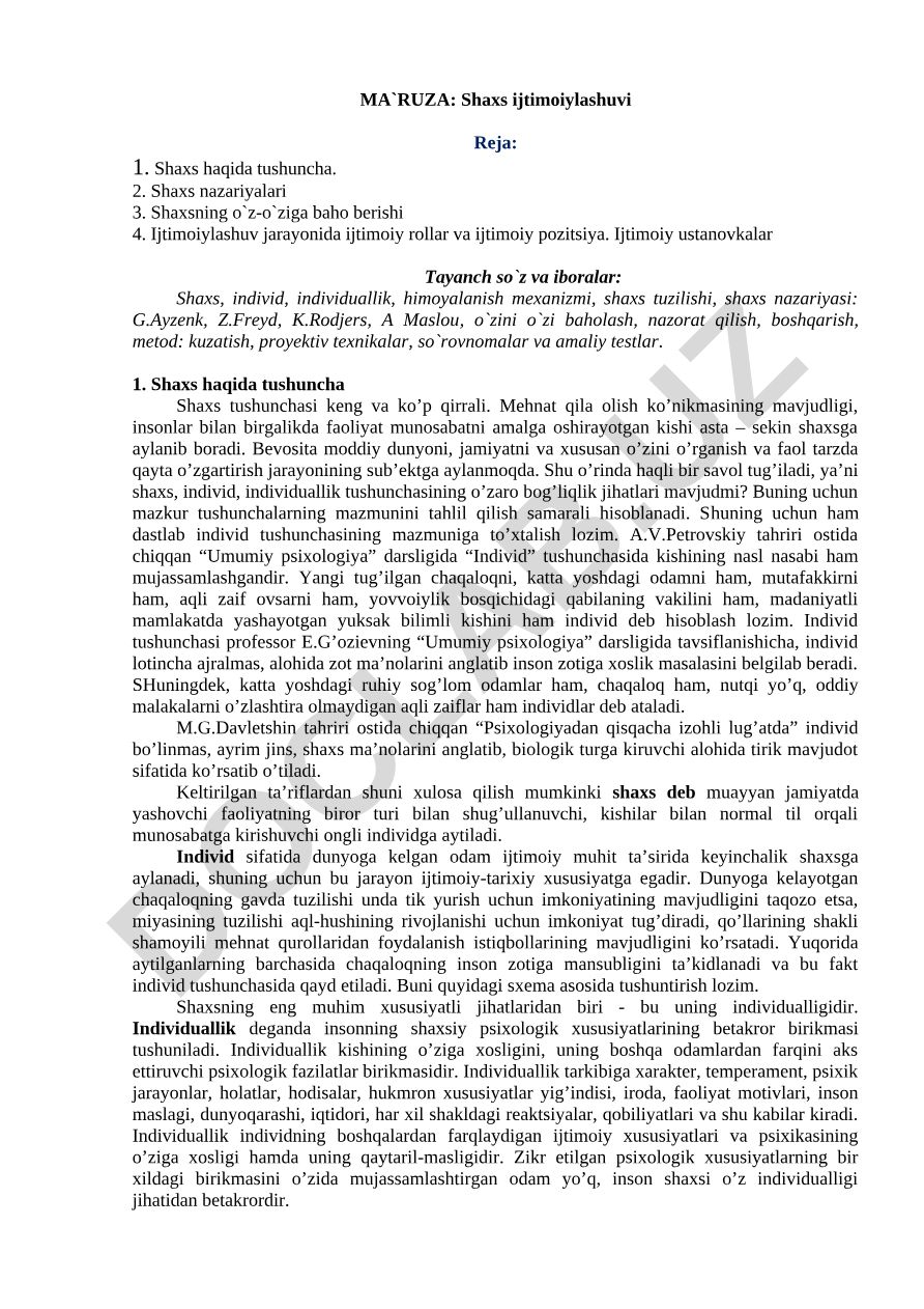 Shaxs ijtimoiylashuvi