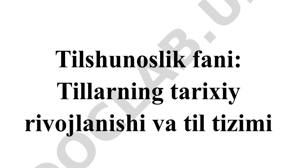 Tillarning tarixiy rivojlanishi va til tizimi