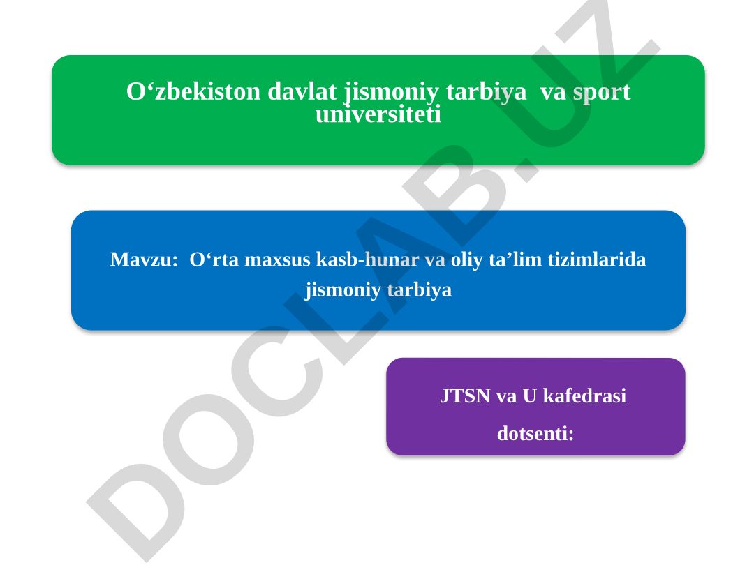 O‘rta maxsus kasb-hunar va oliy ta’lim tizimlarida jismoniy tarbiya