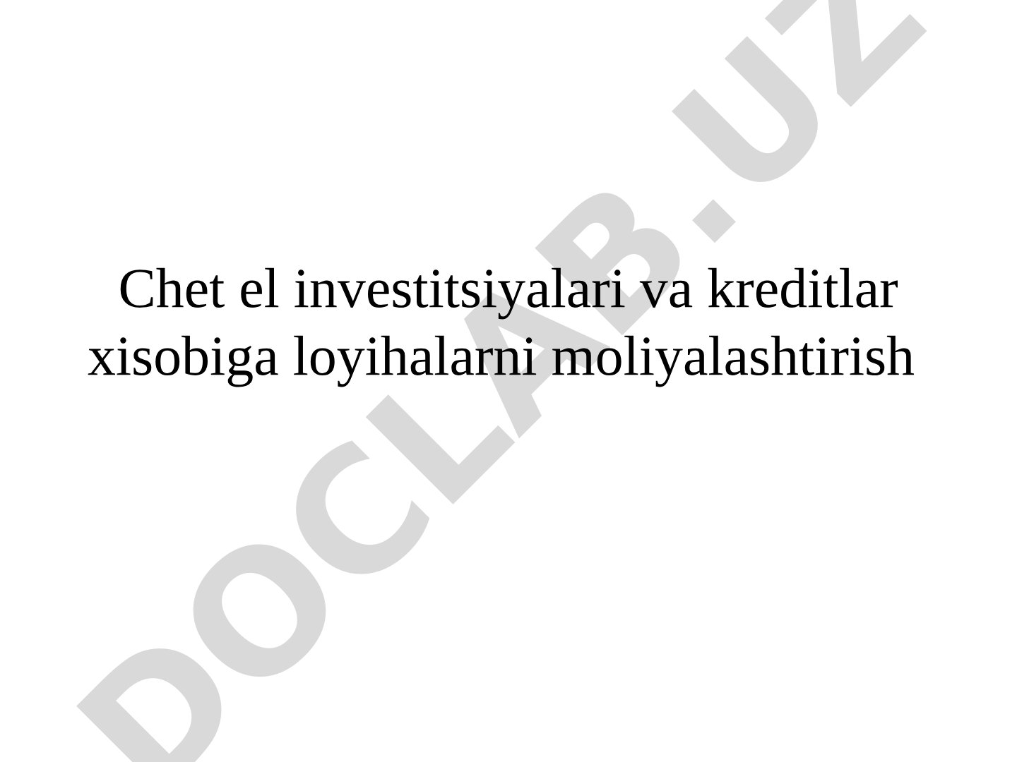 Uzoq muddatli kreditlar taqdimoti