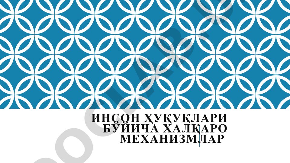 БМТнинг инсон ҳуқуқлари бўйича халқаро механизмлар