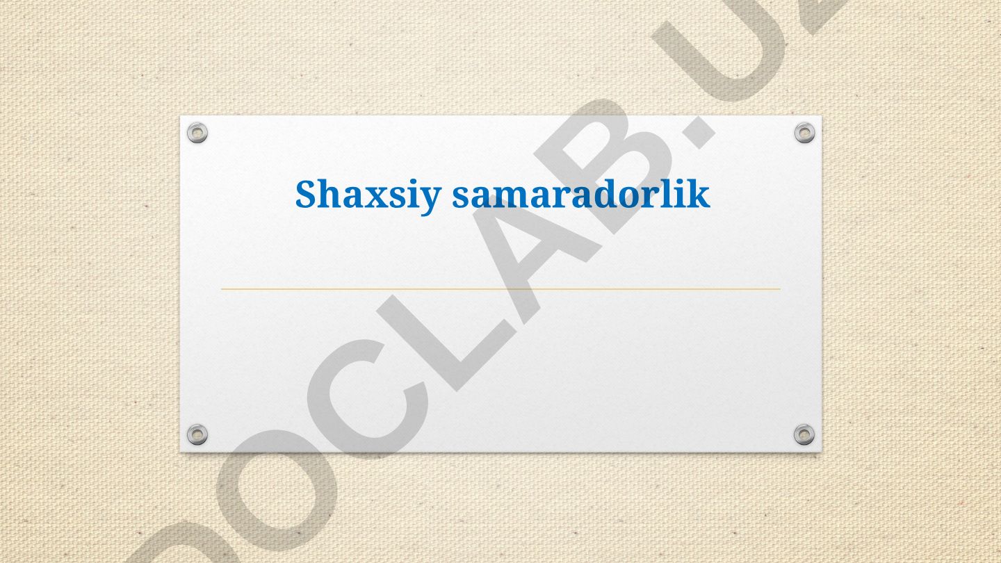 Shaxsiy samaradorlik va vaqt boshqarish