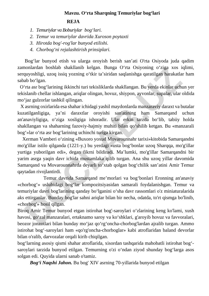 O‘rta Sharqning Temuriylar bog‘lari