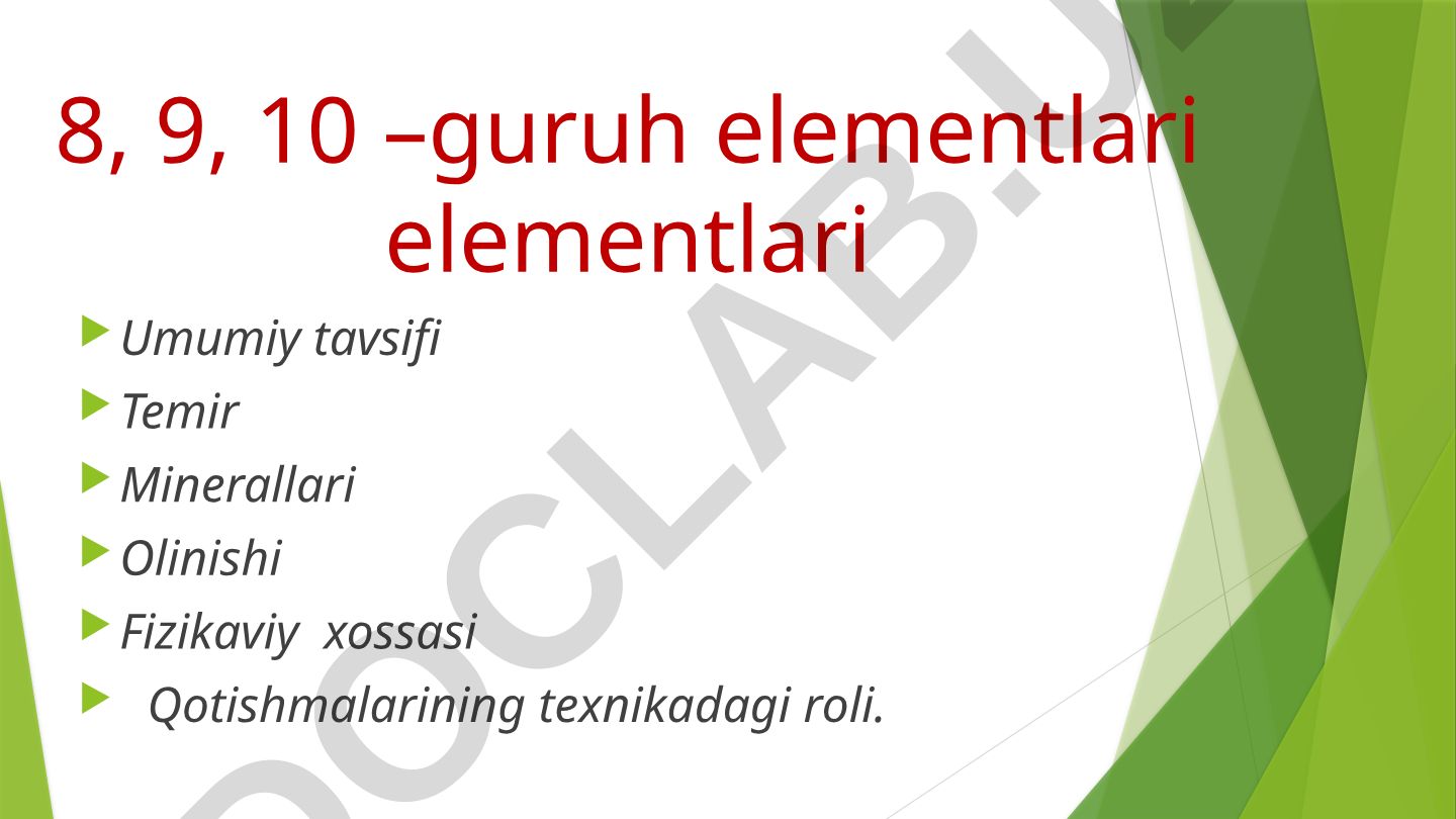 8, 9, 10-guruh elementlari: temir oilasi va platina metallari