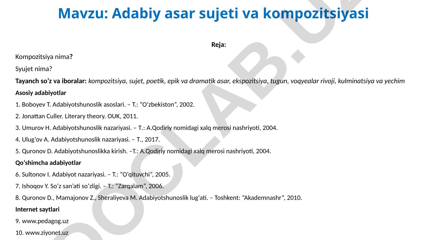 Adabiy asar sujeti va kompozitsiyasi
