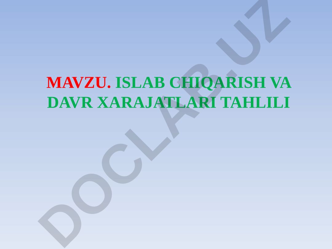 Ishlab chiqarish va davr xarajatlari tahlili o'rganiladigan savollar