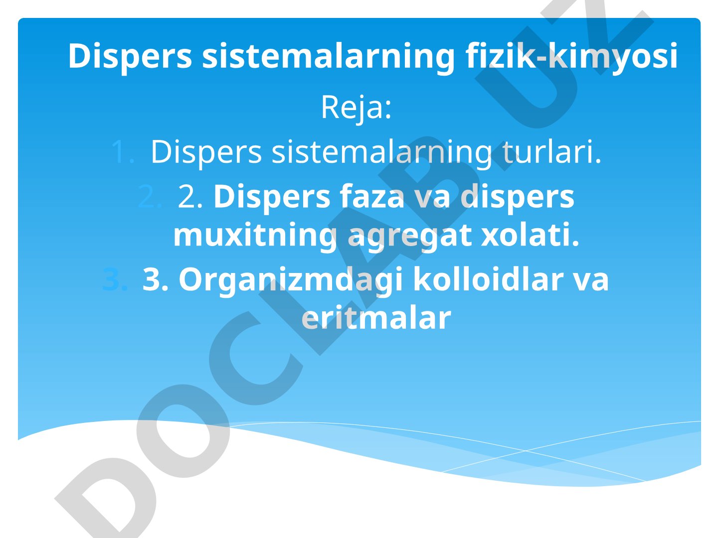 Dispers sistemalar fizik-kimyosi taqdimoti