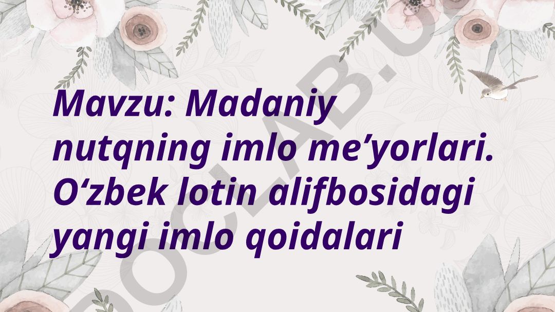 Madaniy nutqning imlo meʼyorlari. Oʻzbek lotin alifbosidagi yangi imlo qoidalari