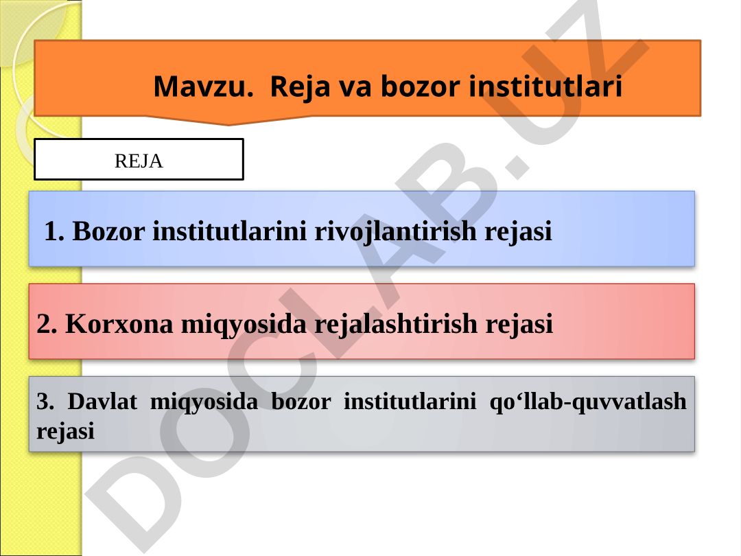 Reja va bozor institutlari