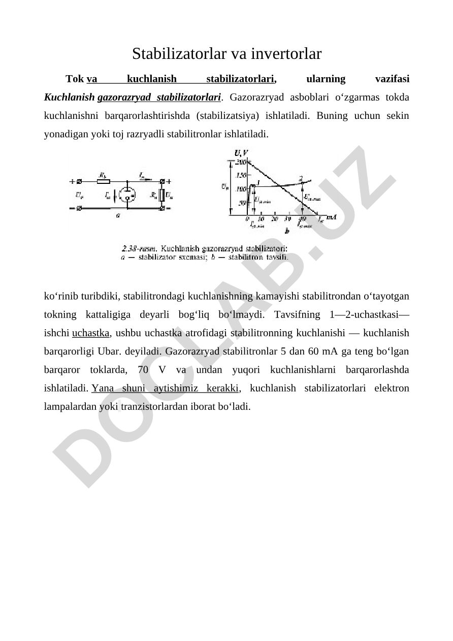 Stabilizatorlar va invertorlar