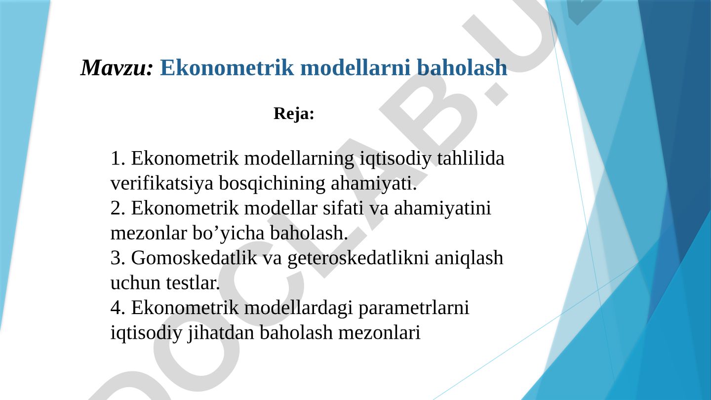 Ekonometrik modellarni baholash