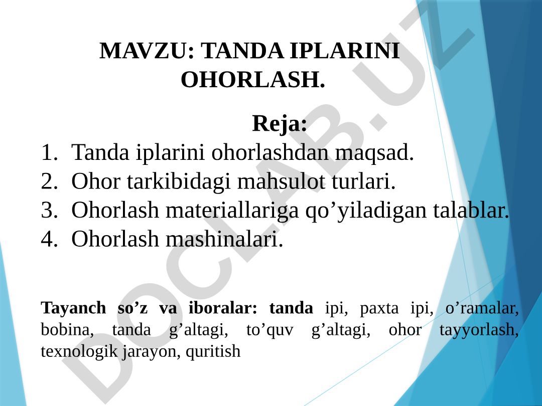 TANDA IPLARINI OHORLASH