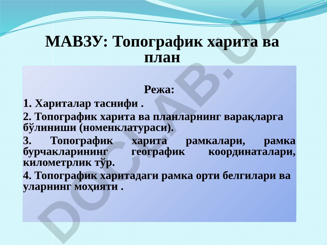 Топографик харита ва план