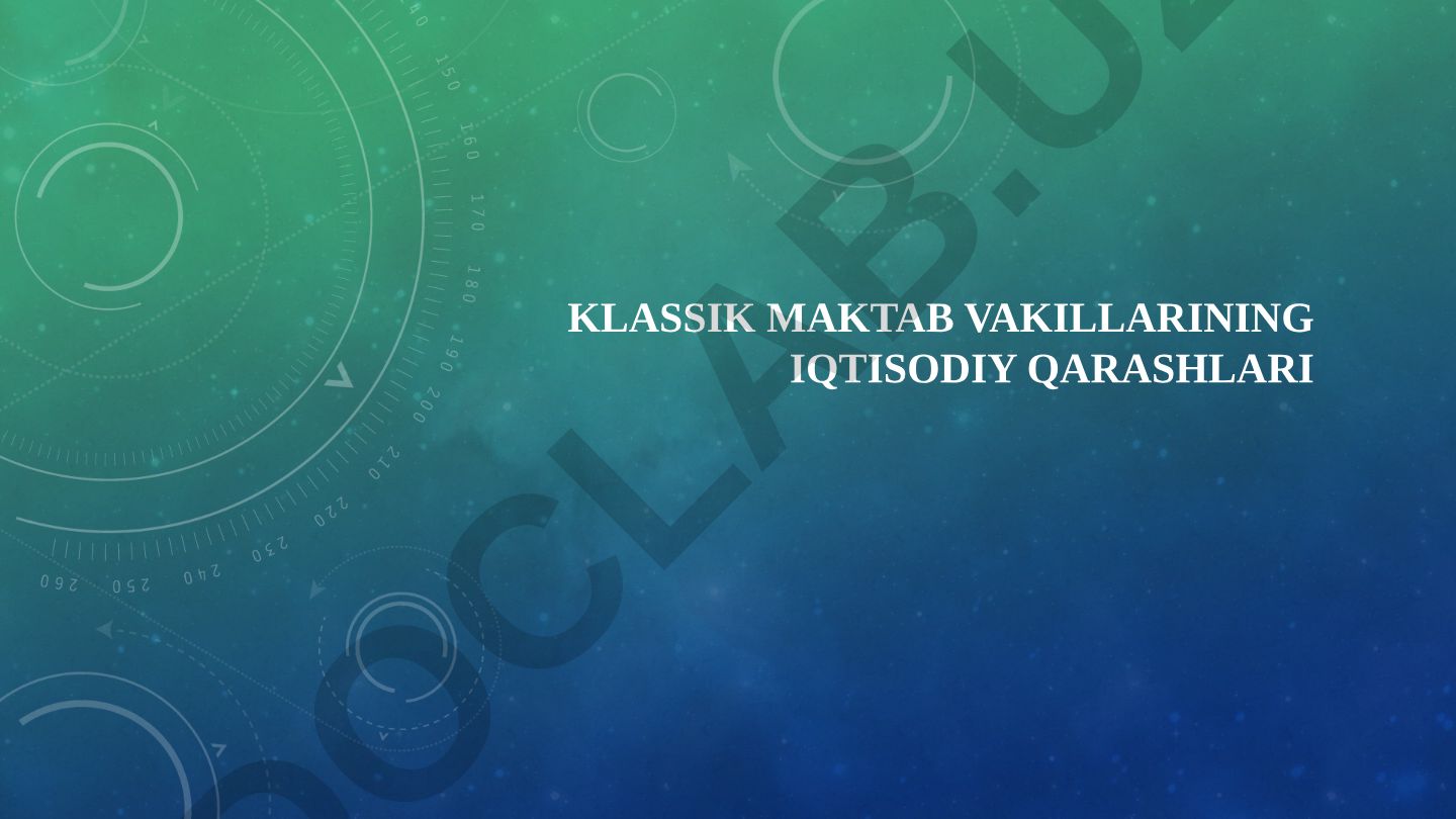 Klassik maktab vakillarining iqtisodiy qarashlari