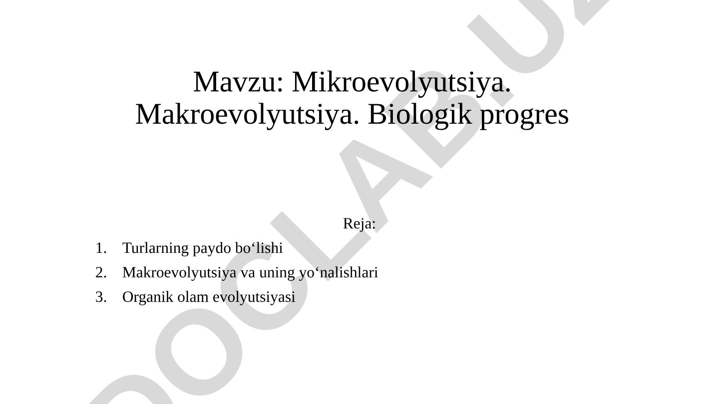 Mikroevolyutsiya. Makroevolyutsiya. Biologik progres