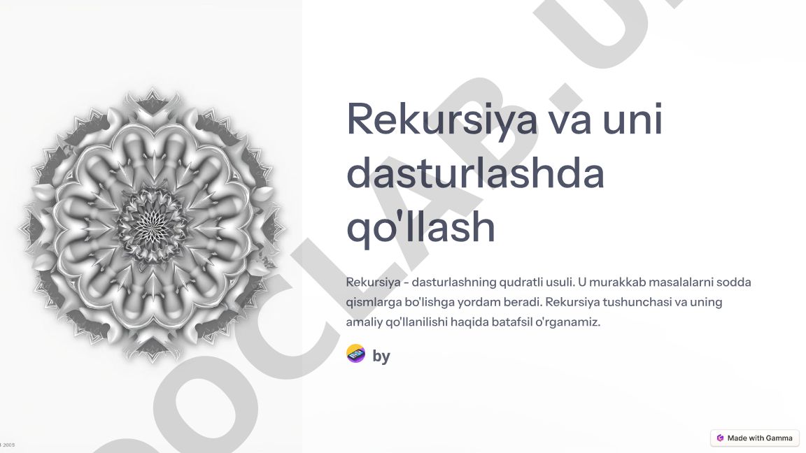 Rekursiya va uni dasturlashda qo'llash