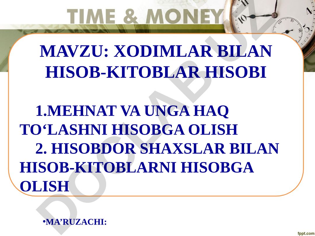 Xodimlar bilan hisob-kitoblar hisobi