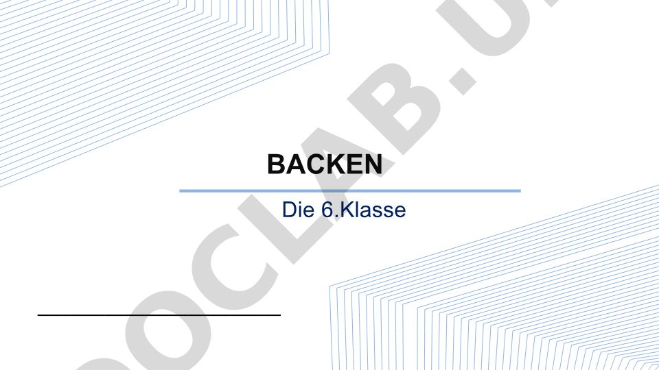 Backen - Deutschunterricht für die 6. Klasse