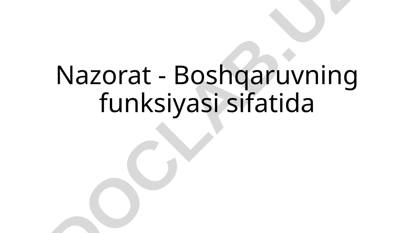 Nazorat - Boshqaruvning funksiyasi sifatida