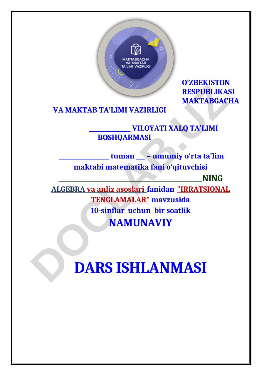 Irratsional tenglamalar