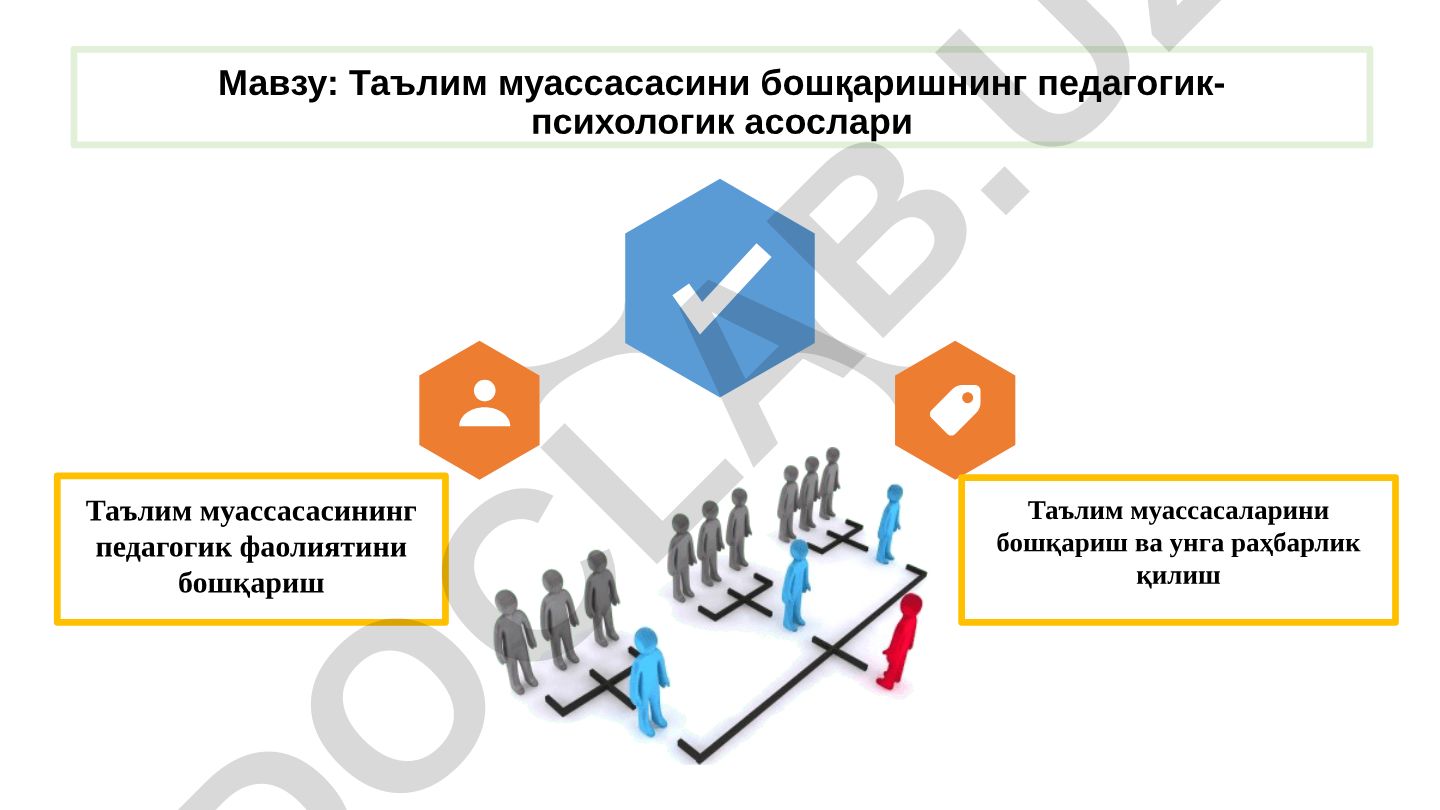 Таълим муассасасини бошқаришнинг педагогик-психологик асослари