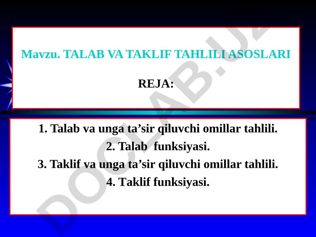 Talab va taklif tahlili asoslari
