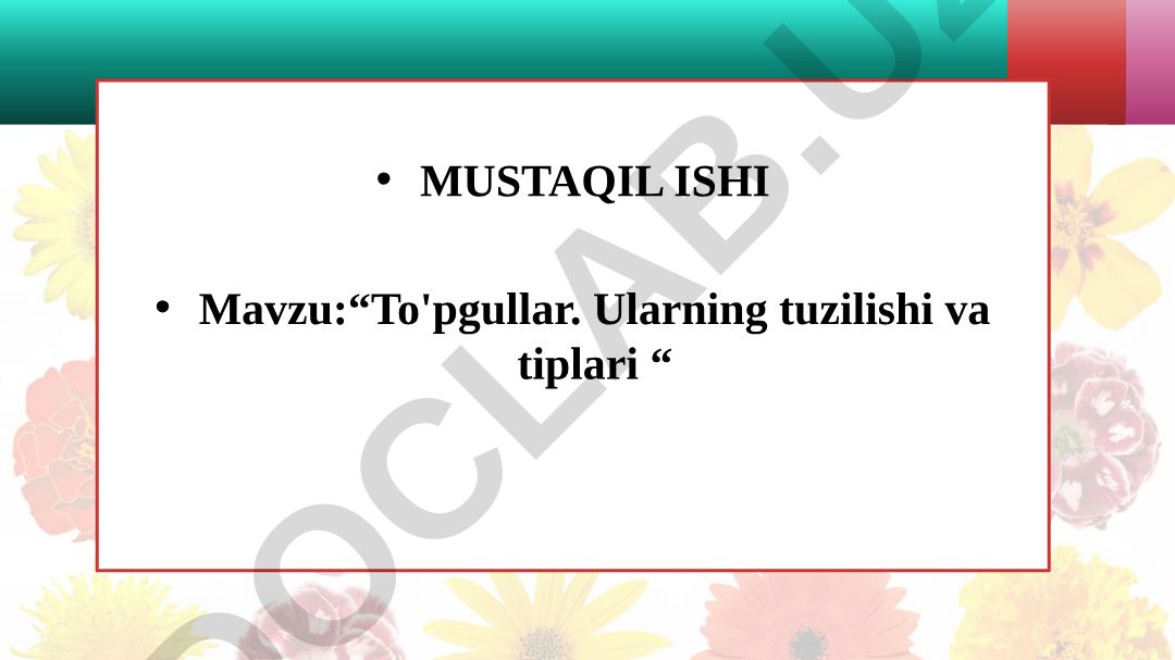 To'pgullar. Ularning tuzilishi va tiplari