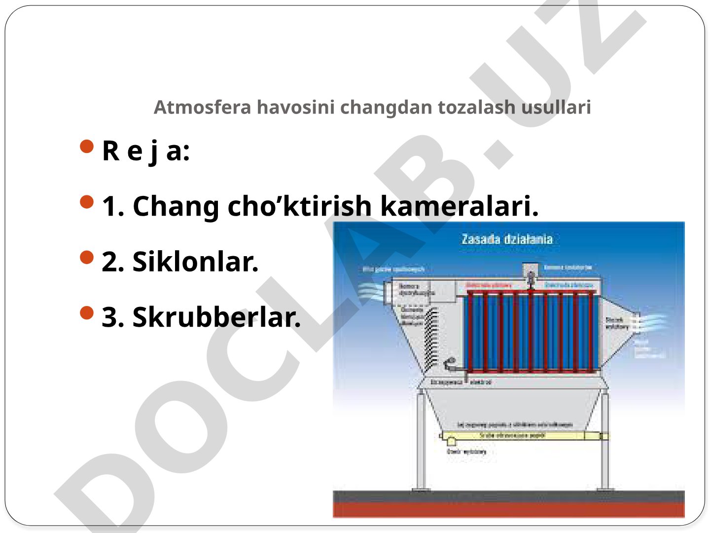 Atmosfera havosini changdan tozalash usullari
