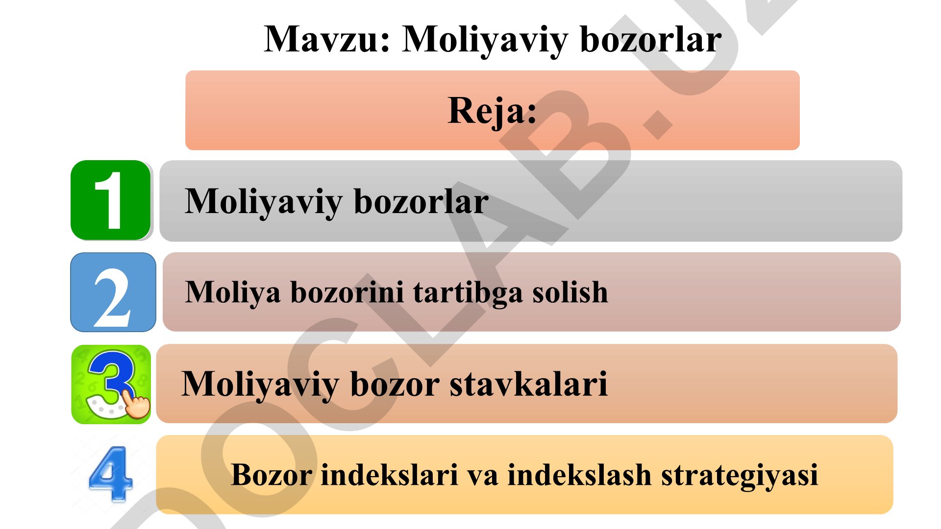 Moliyaviy bozorlar va ularning turlari