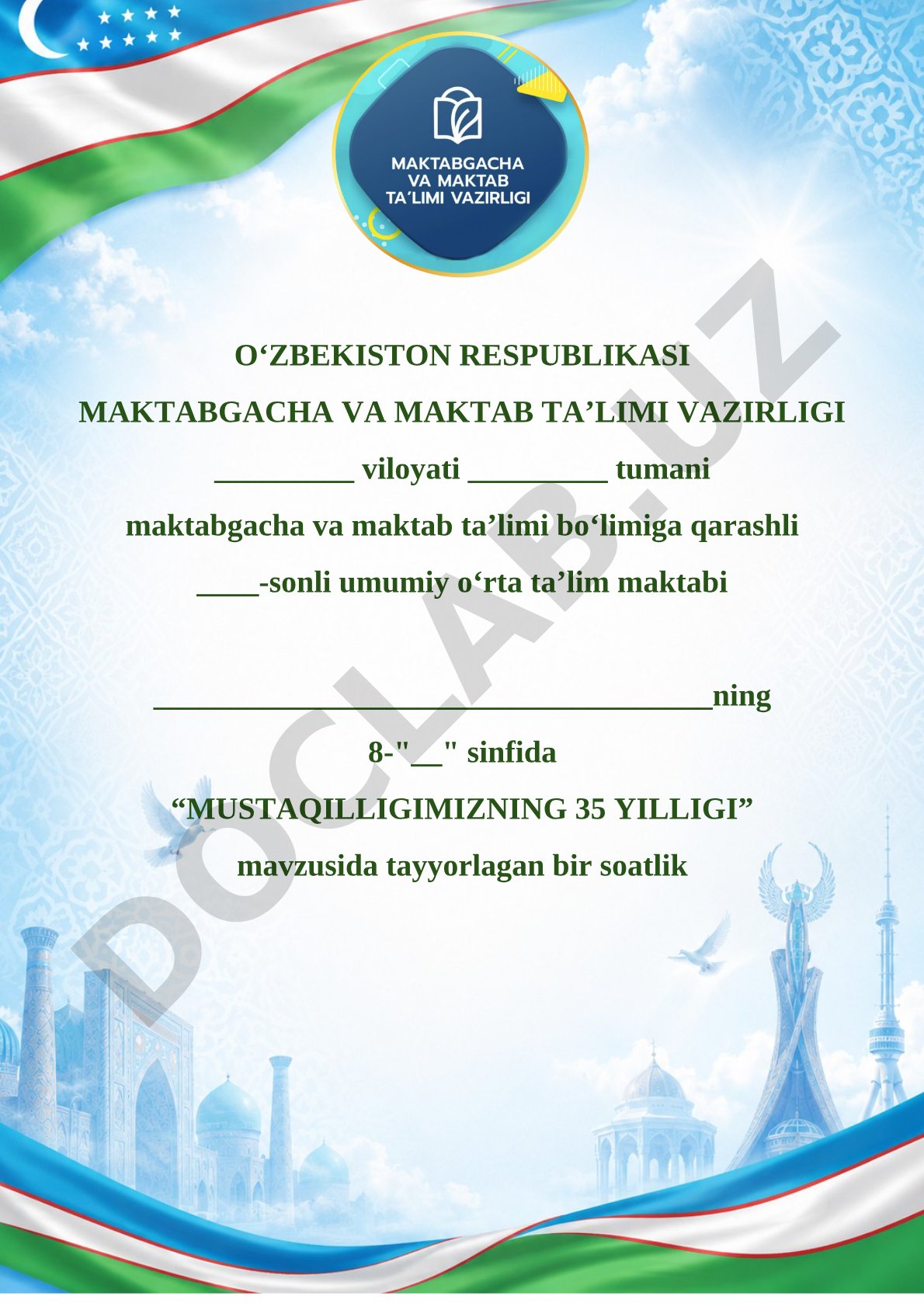 Mustaqillik — eng ulug', eng aziz ne'mat