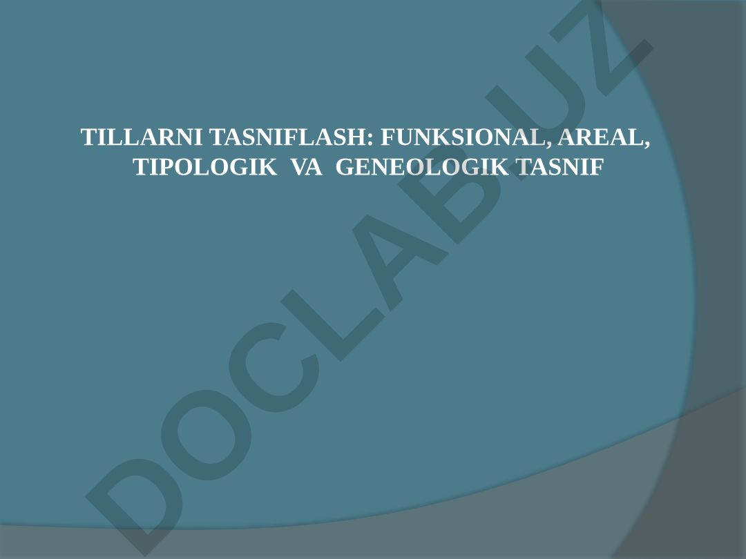 Tillarni tasniflash asoslari va turlari