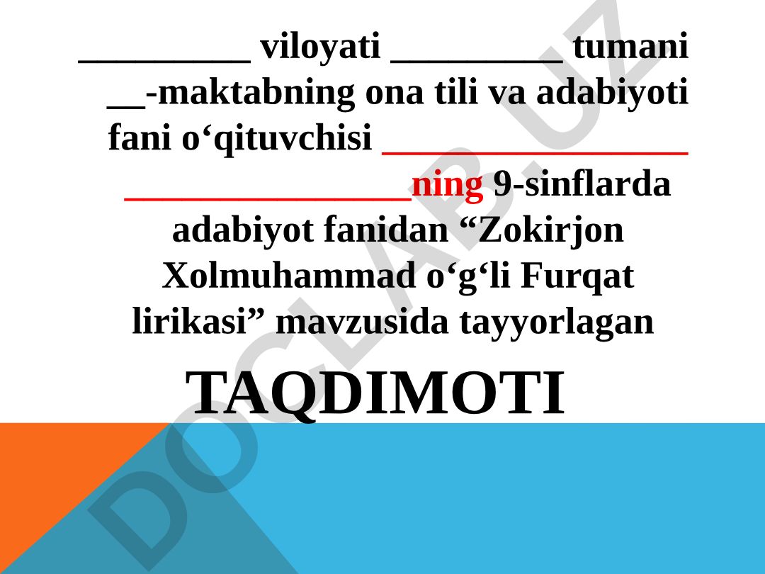 Zokirjon Xolmuhammad o‘g‘li Furqat lirikasi