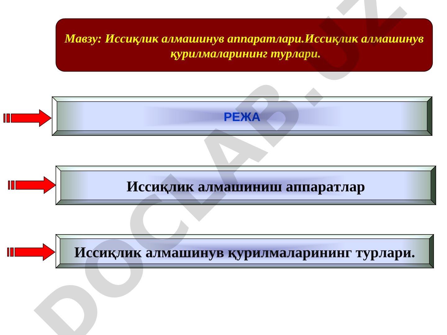 Иссиқлик алмашинув аппаратлари ва қурилмаларининг турлари
