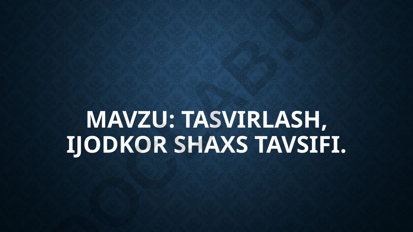 Tasvirlash, Ijodkor shaxs tavsifi