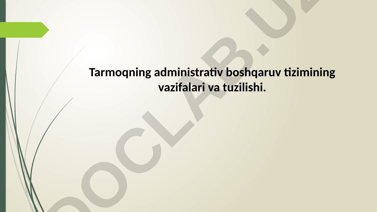 Tarmoqning administrativ boshqaruv tizimining vazifalari va tuzilishi