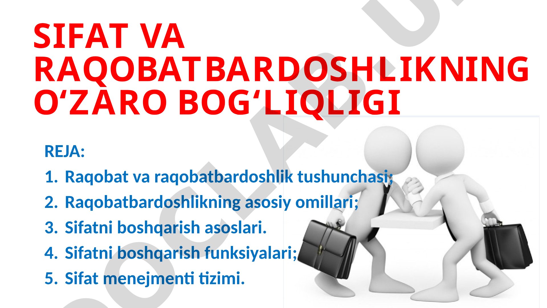 Sifat va raqobatbardoshlikning o'zaro bog'liqligi