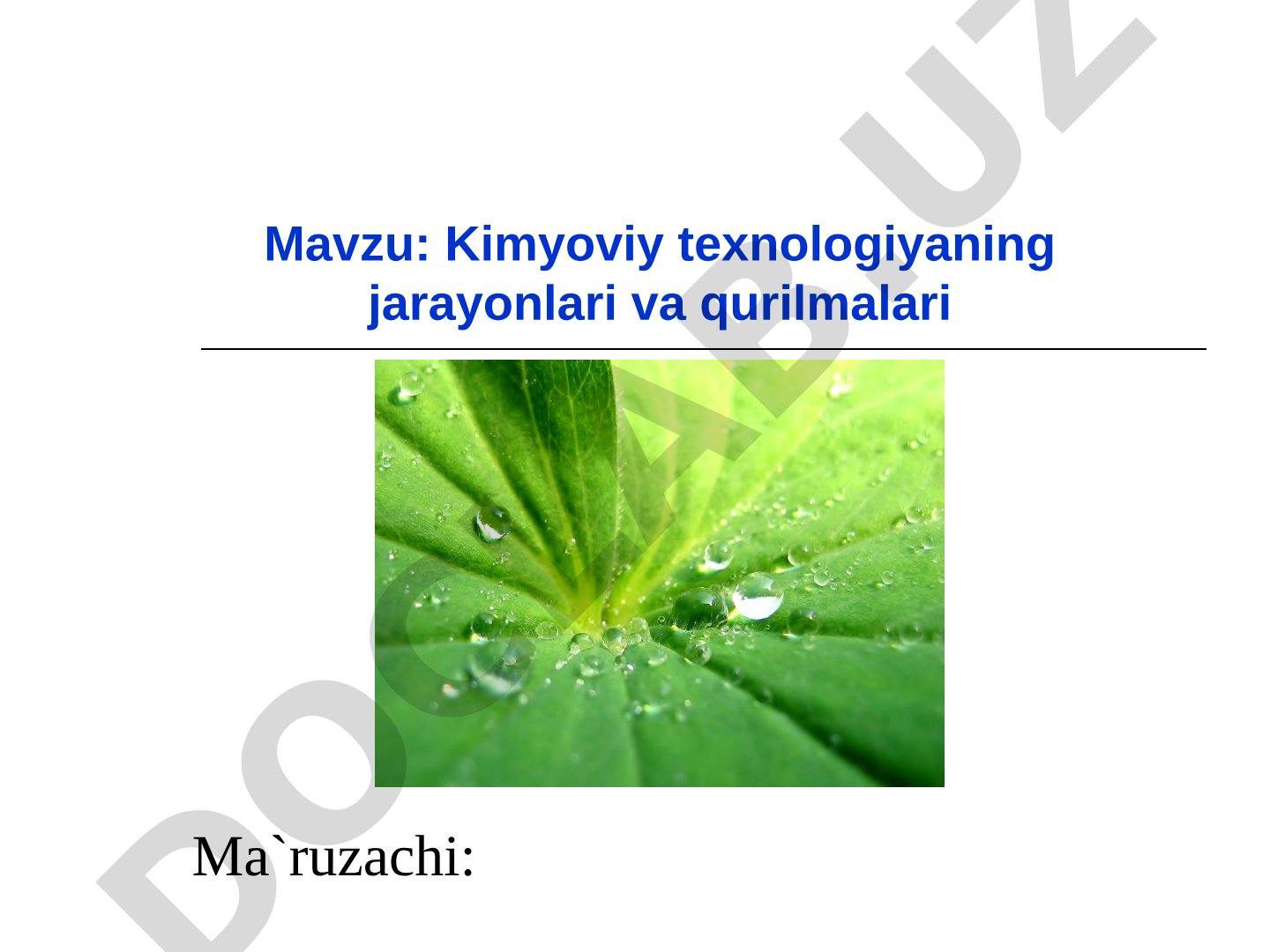 Kimyoviy texnologiyaning jarayonlari va qurilmalari
